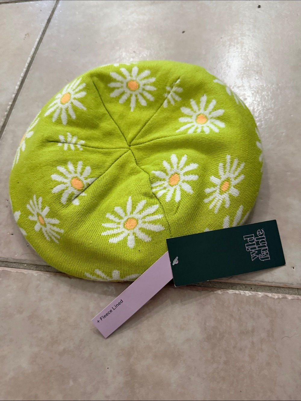 wild fable Lime Daisy Knit Beret one size @@@